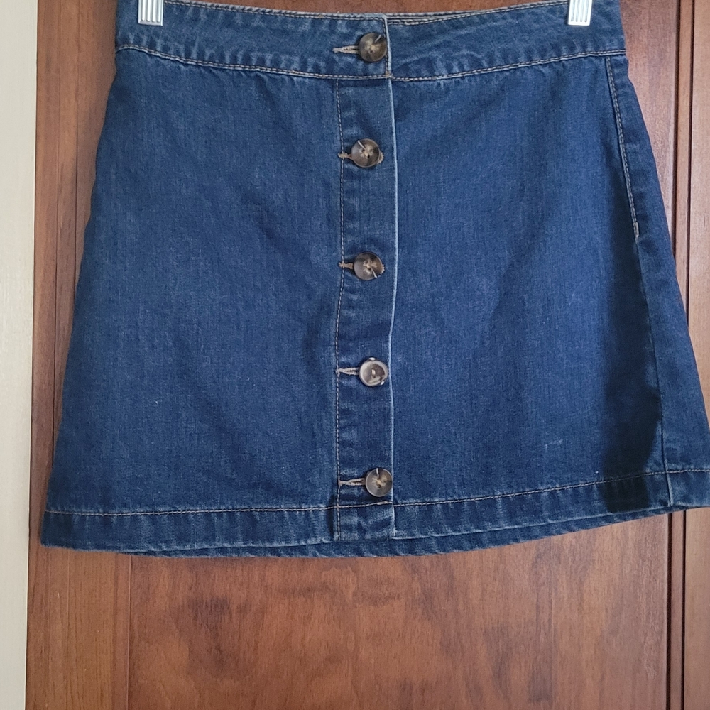 C Forever 21 Denim Button-Front Skirt MED #1